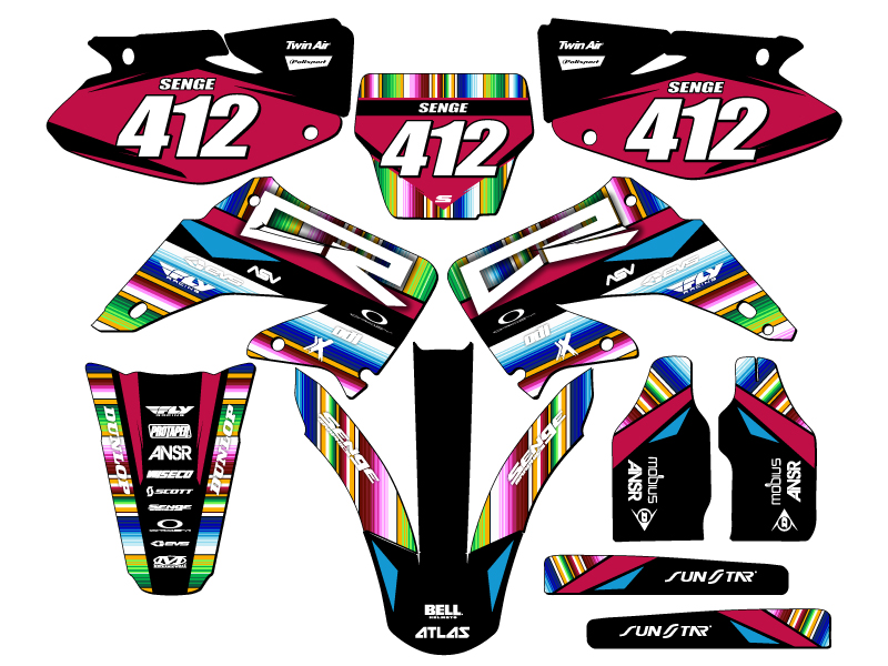 CR 250 R 2004-2012 SERAPE Black Senge kit de gráficos compatible con Honda - Imagen 8 de 10