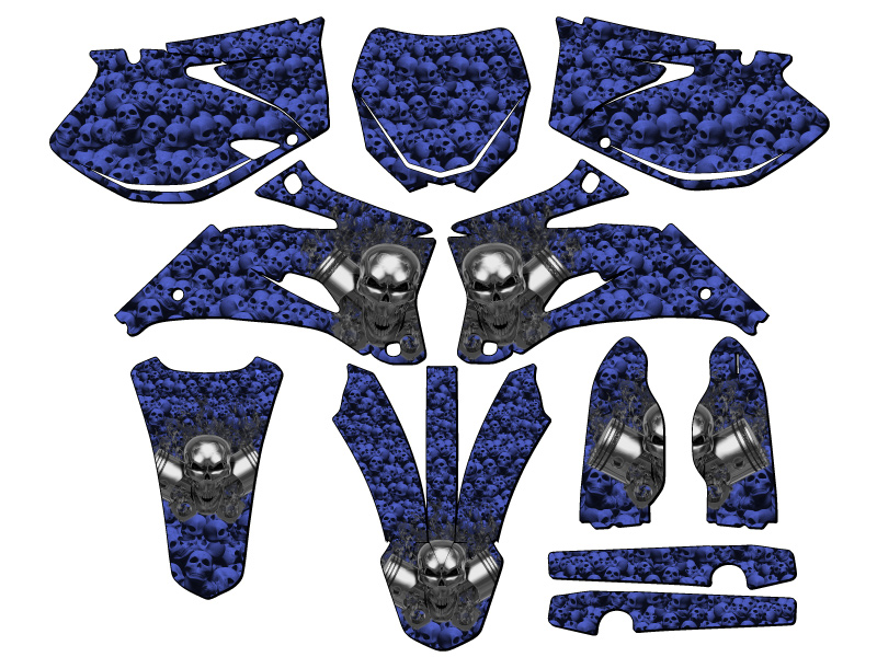 2008-2009 YZ 450 F FLAMING GEARHEAD Blue Senge Graphics Kit Compatible with - Imagen 5 de 10