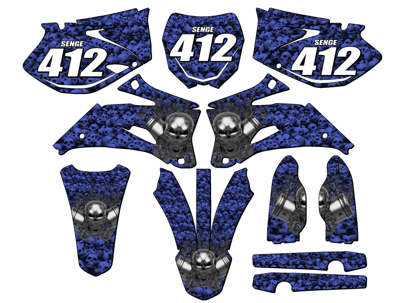 2008-2009 YZ 450 F FLAMING GEARHEAD Blue Senge Graphics Kit Compatible with - Imagen 8 de 10