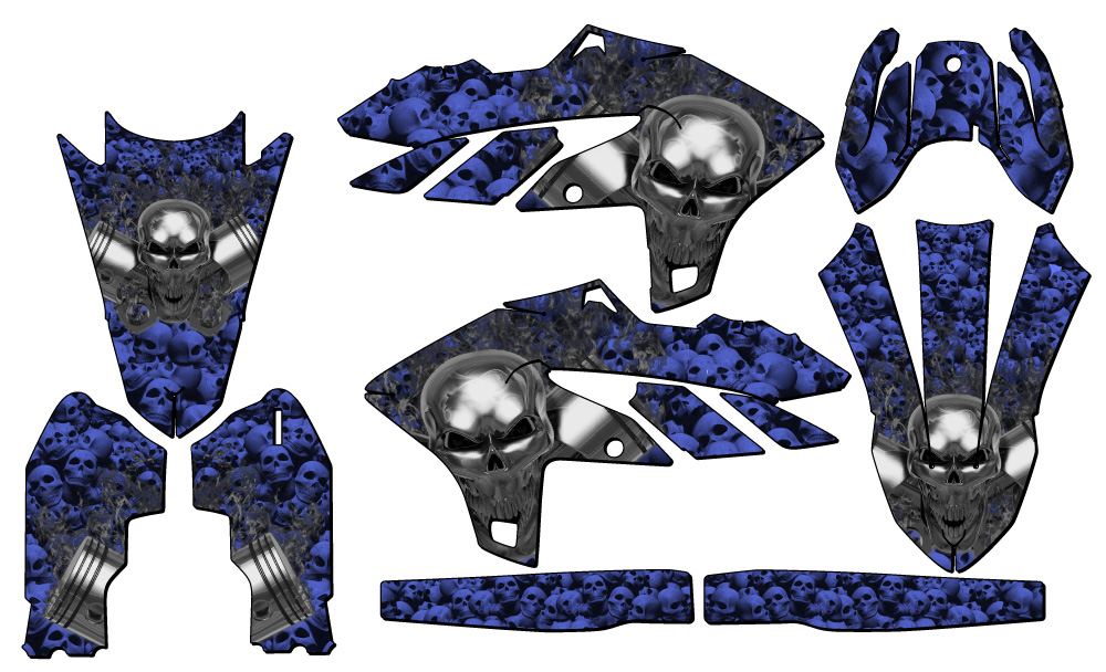 2023-2025 YZ 450 F FLAMING GEARHEAD Blue Senge Graphics Kit Compatible with - Picture 2 of 10