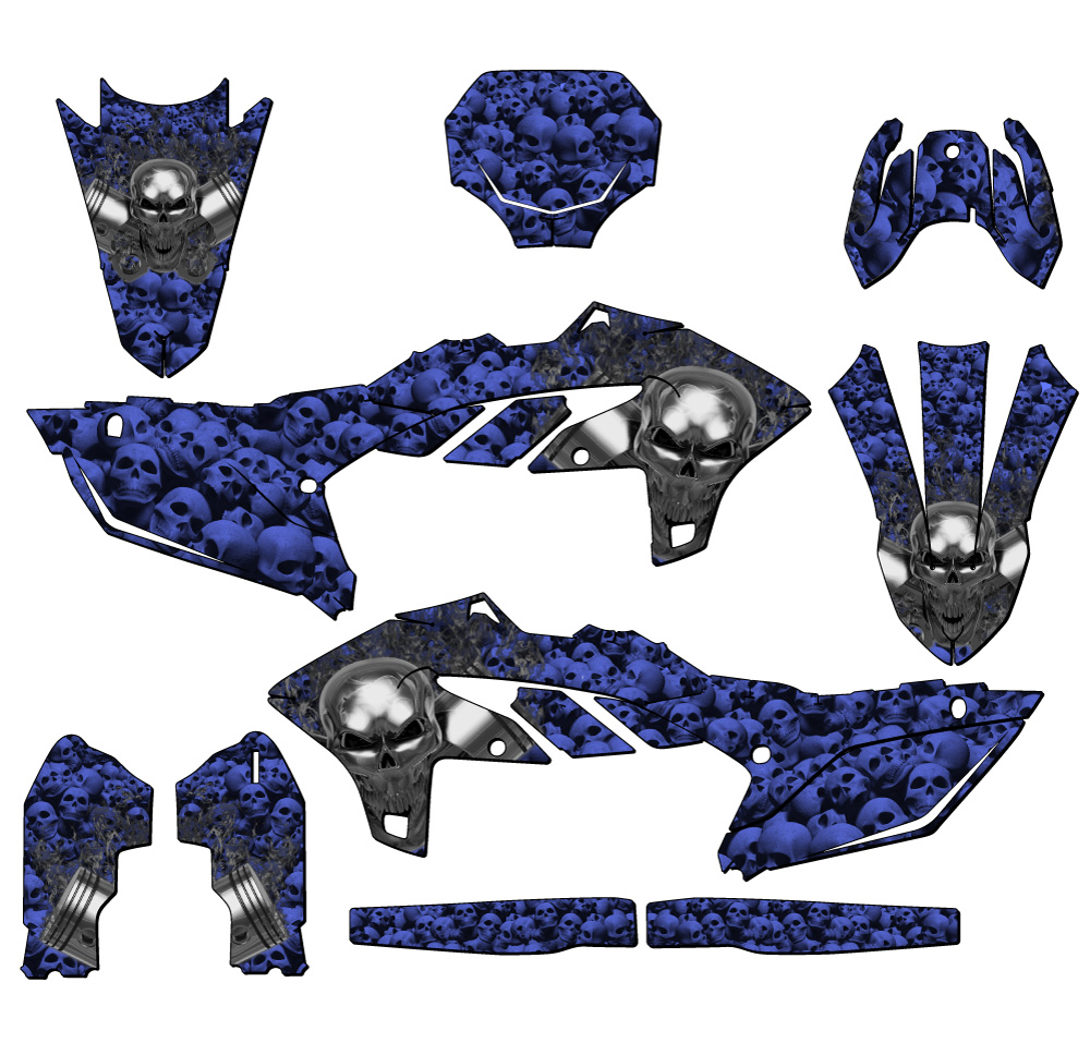 2023-2025 YZ 450 F FLAMING GEARHEAD Blue Senge Graphics Kit Compatible with - Picture 5 of 10