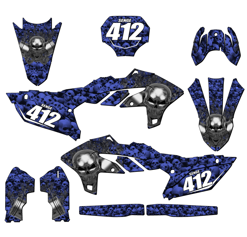 2023-2025 YZ 450 F FLAMING GEARHEAD Blue Senge Graphics Kit Compatible with - Picture 8 of 10