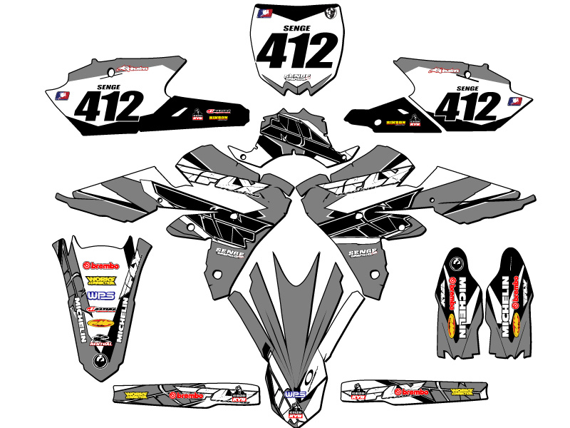 2015-2018 YZ 450 FX 13 FLY Grey Senge Graphics Kit Compatible with Yamaha - Foto 8 di 10