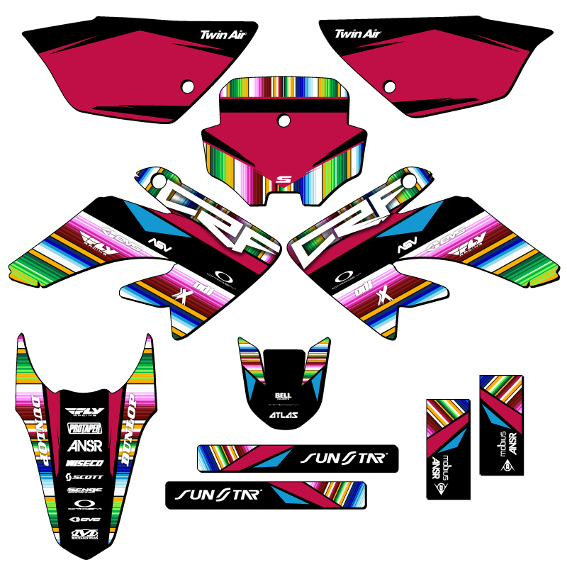 2011-2016 CRF 80 SERAPE Black Senge Graphics Kit Compatible with Honda - Picture 5 of 10