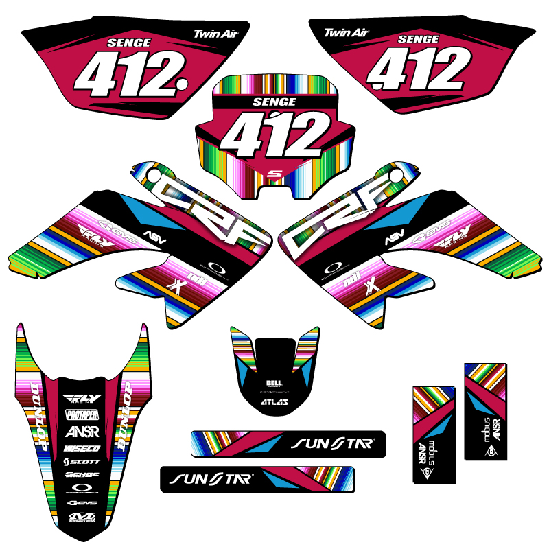 2011-2016 CRF 80 SERAPE Black Senge Graphics Kit Compatible with Honda - Picture 8 of 10