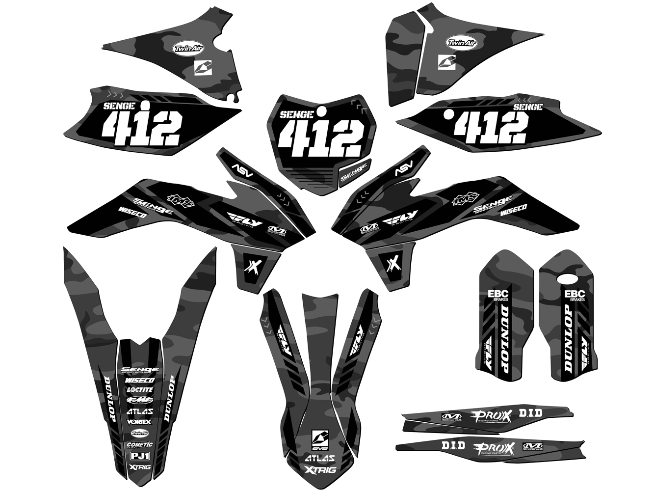 2015-2016 XC APACHE Grey Senge Graphics Kit Compatible with KTM - Foto 8 di 10