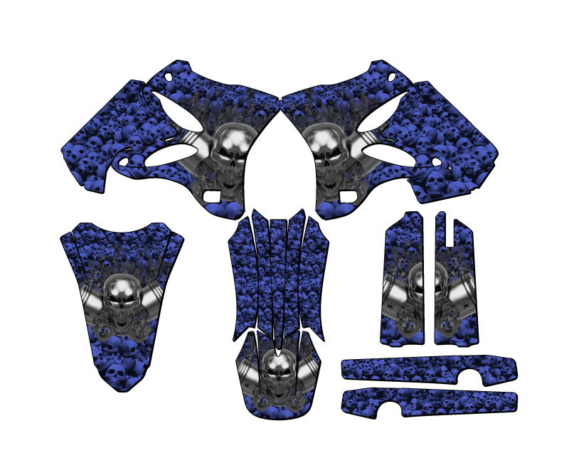 2002-2004 YZ 125 FLAMING GEARHEAD Blue Senge Graphics Kit Compatible with Yamaha - Picture 2 of 10