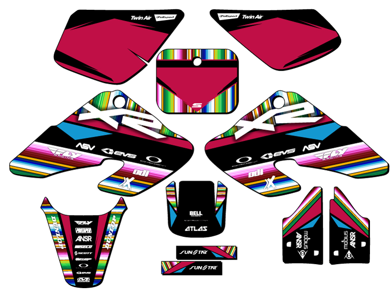 2000-2003 XR 50 SERAPE Black Senge Graphics Kit Compatible with Honda - Picture 5 of 10
