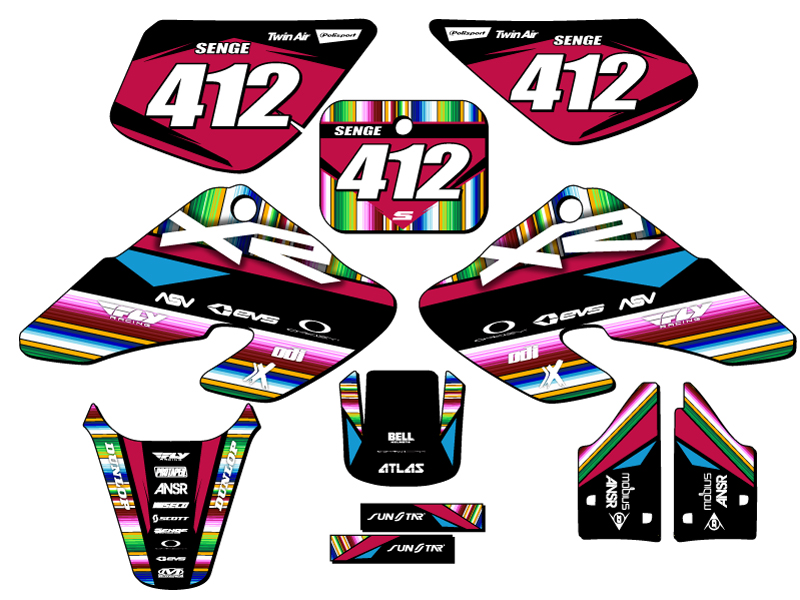 2000-2003 XR 50 SERAPE Black Senge Graphics Kit Compatible with Honda - Picture 8 of 10