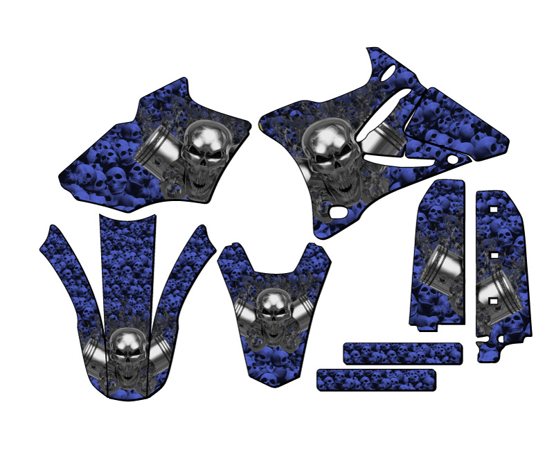 2002-2014 YZ 85 FLAMING GEARHEAD Blue Senge Graphics Kit Compatible with Yamaha - Picture 2 of 10