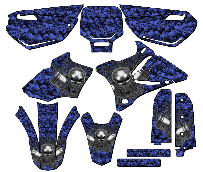 2002-2014 YZ 85 FLAMING GEARHEAD Blue Senge Graphics Kit Compatible with Yamaha - Picture 5 of 10