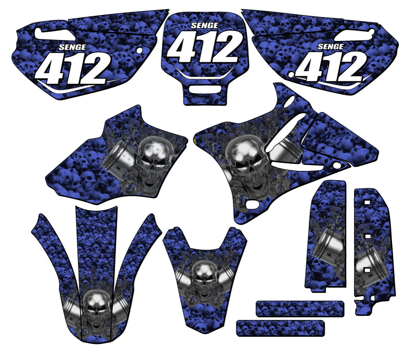 2002-2014 YZ 85 FLAMING GEARHEAD Blue Senge Graphics Kit Compatible with Yamaha - Picture 8 of 10