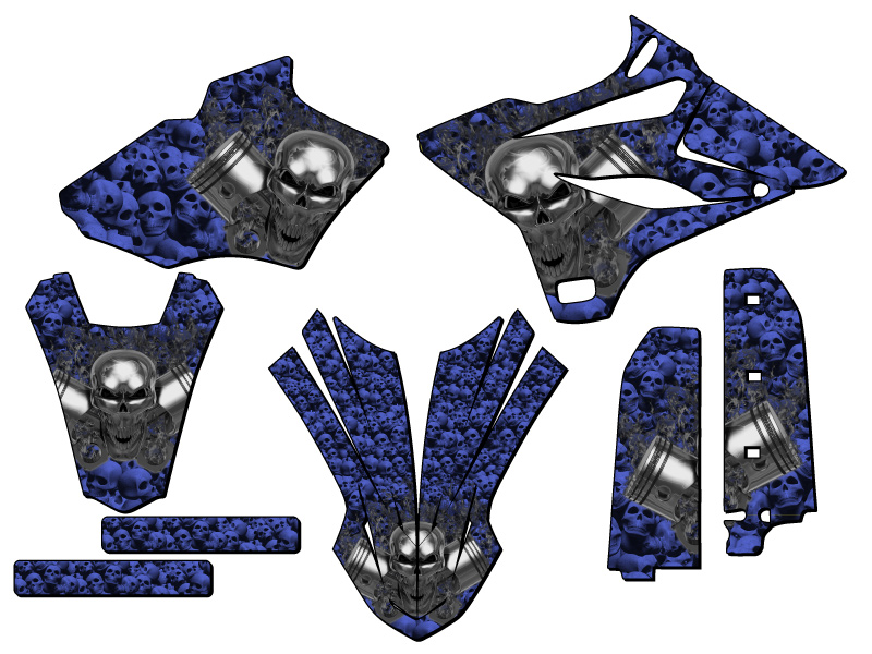 2015-2018 YZ 85 FLAMING GEARHEAD Blue Senge Graphics Kit Compatible with Yamaha - Picture 2 of 10