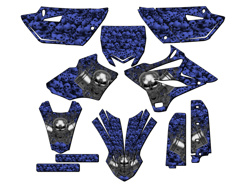 2015-2018 YZ 85 FLAMING GEARHEAD Blue Senge Graphics Kit Compatible with Yamaha - Picture 5 of 10