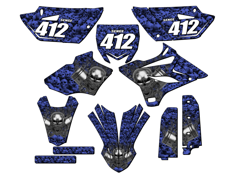 2015-2018 YZ 85 FLAMING GEARHEAD Blue Senge Graphics Kit Compatible with Yamaha - Picture 8 of 10