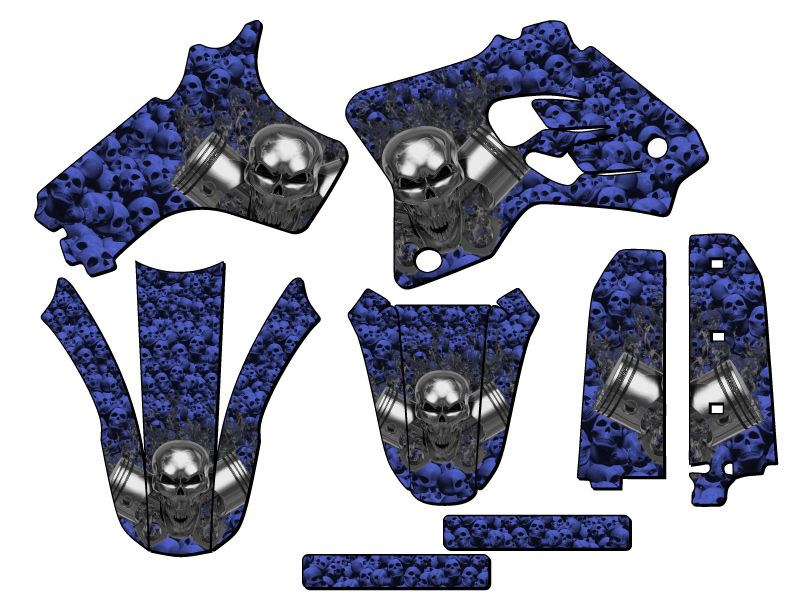 1993-2001 YZ 80 FLAMING ENGEARHEAD Blue Senge Kit de Gráficos Compatible con Yamaha - Imagen 2 de 10