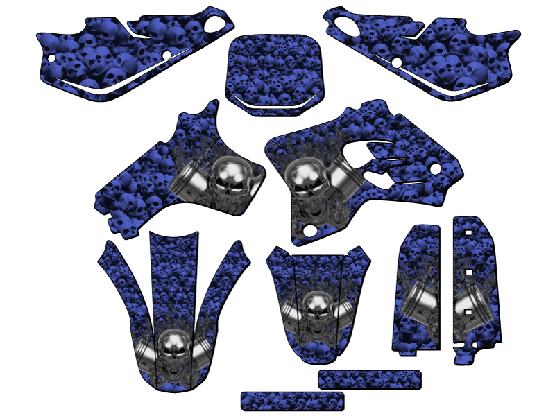 1993-2001 YZ 80 FLAMING ENGEARHEAD Blue Senge Kit de Gráficos Compatible con Yamaha - Imagen 5 de 10