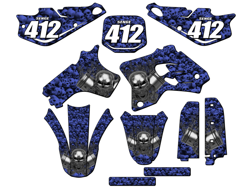 1993-2001 YZ 80 FLAMING ENGEARHEAD Blue Senge Kit de Gráficos Compatible con Yamaha - Imagen 8 de 10