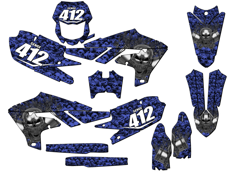 2019-2023 WR 450 F FLAMING GEARHEAD Blue Senge Graphics Kit Compatible with - Picture 8 of 10