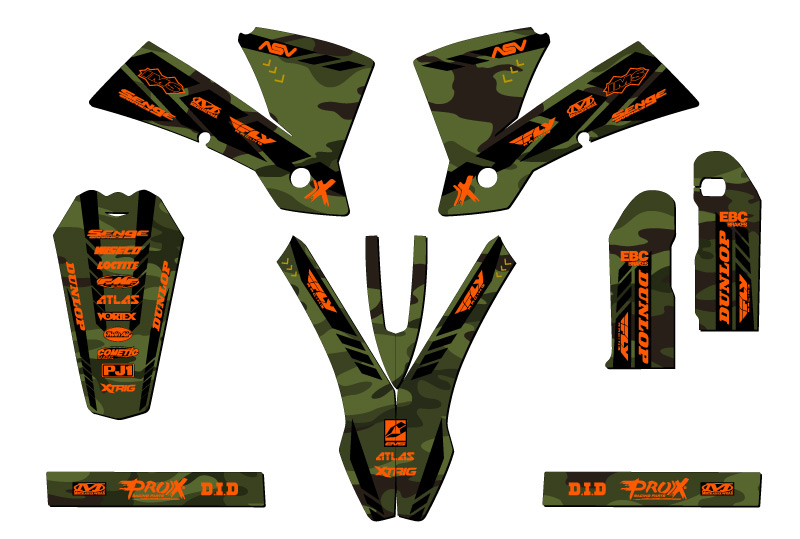 2003 EXC APACHE Green Senge Graphics Kit Compatible with KTM - Foto 2 di 10