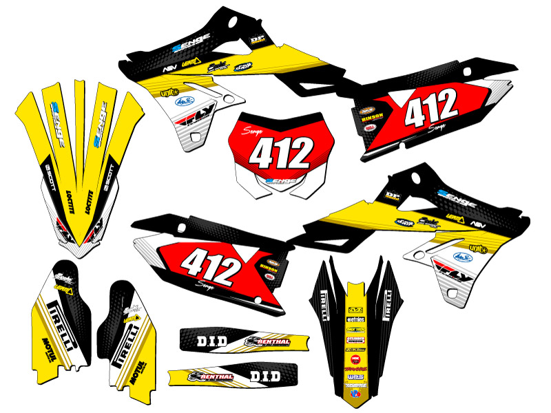 2019-2023 RMZ 250 RICOCHET Black Senge Graphics Kit Compatible with Suzuki - Picture 8 of 10