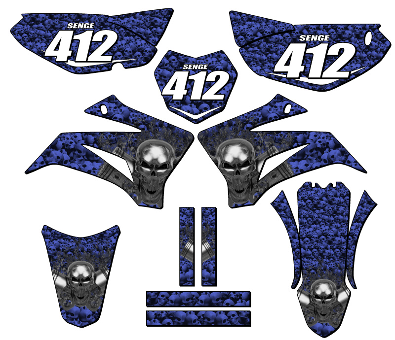 2008-2022 TTR 125 FLAMING GEARHEAD Blue Senge Graphics Kit Compatible with - Picture 8 of 10