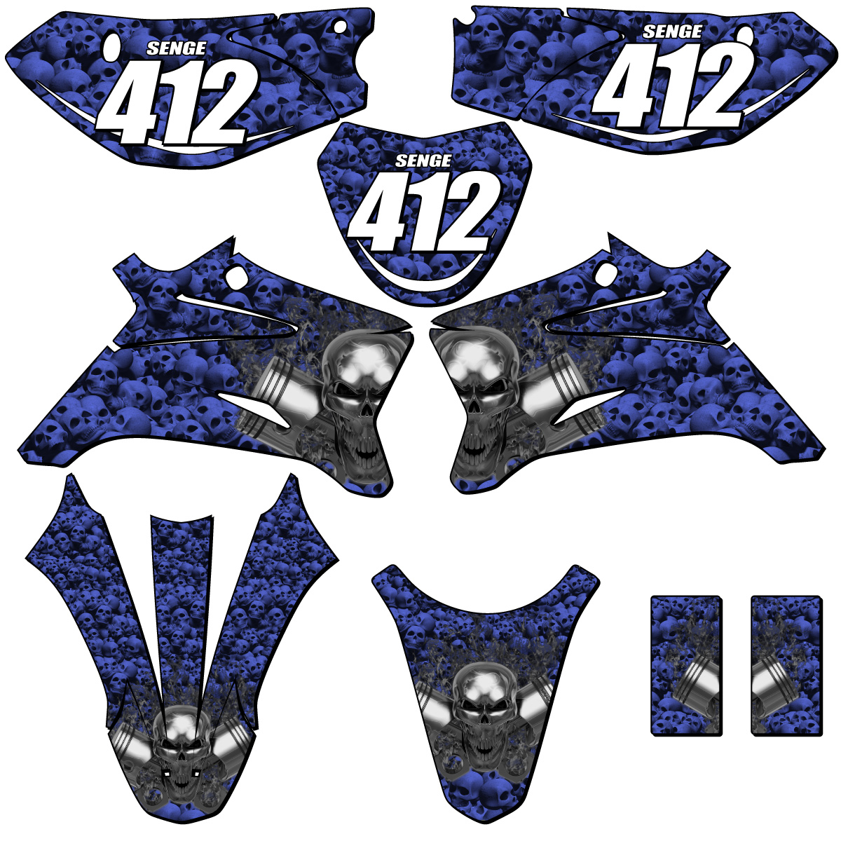 Kit de gráficos TTR 110 FLAMING GEARHEAD Blue Senge 2008-2022 compatible con - Imagen 8 de 10