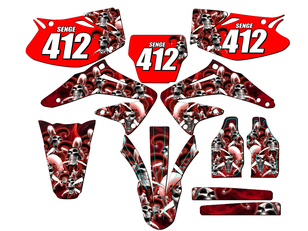 2002-2004 CRF 450 R JESTER Red Senge Graphics Kit Compatible with Honda - Picture 8 of 10