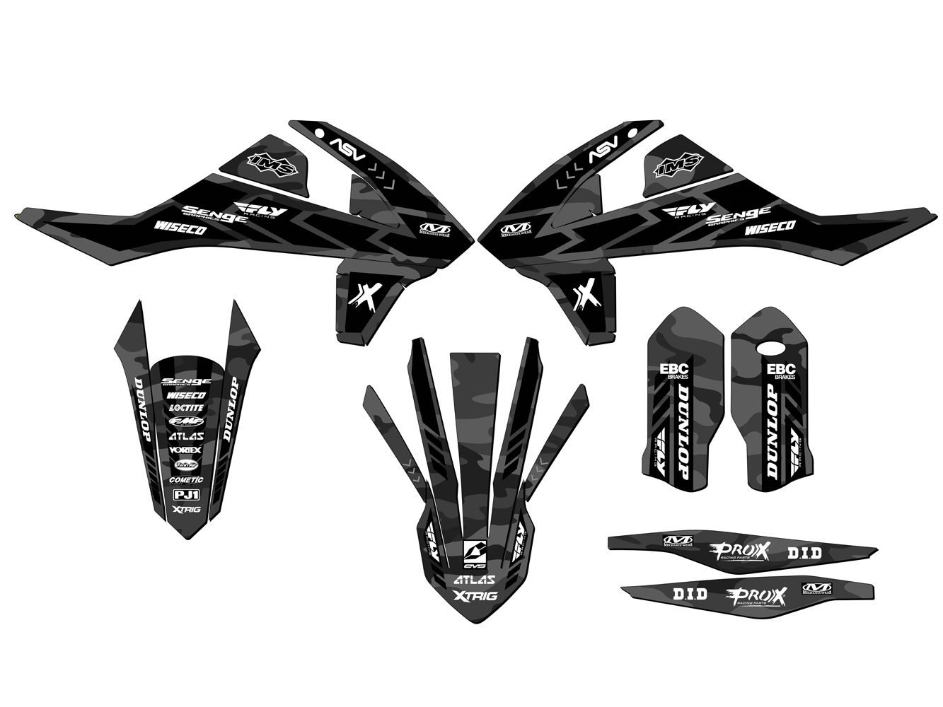 2017-2018 EXC APACHE Grey Senge Graphics Kit Compatible with KTM - Foto 2 di 10
