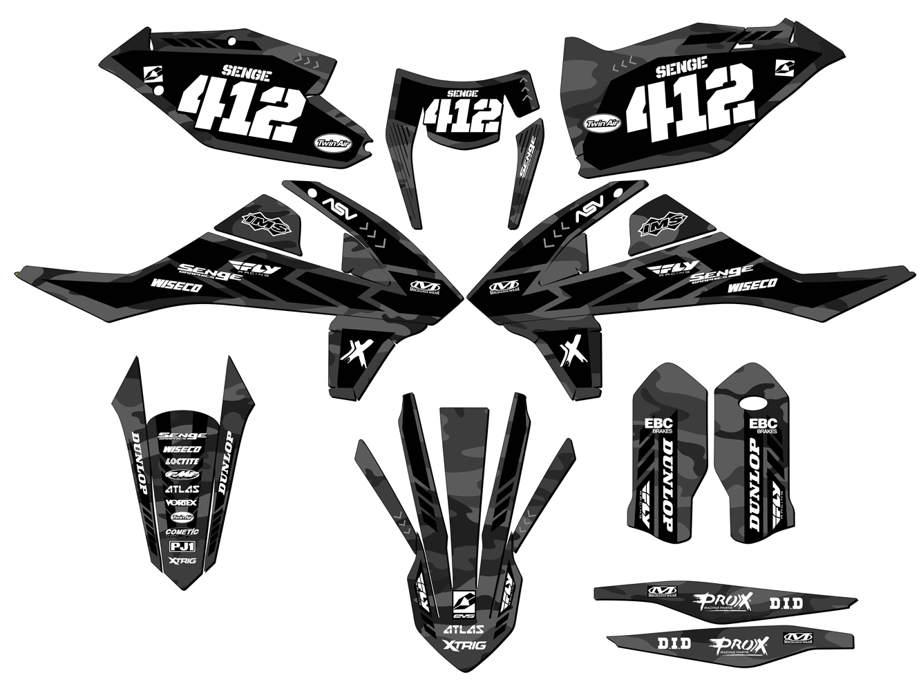 2017-2018 EXC APACHE Grey Senge Graphics Kit Compatible with KTM - Foto 8 di 10
