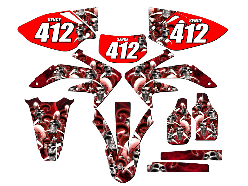 2005-2007 CRF 450 X JESTER Red Senge Graphics Kit Compatible with Honda - Foto 5 di 10