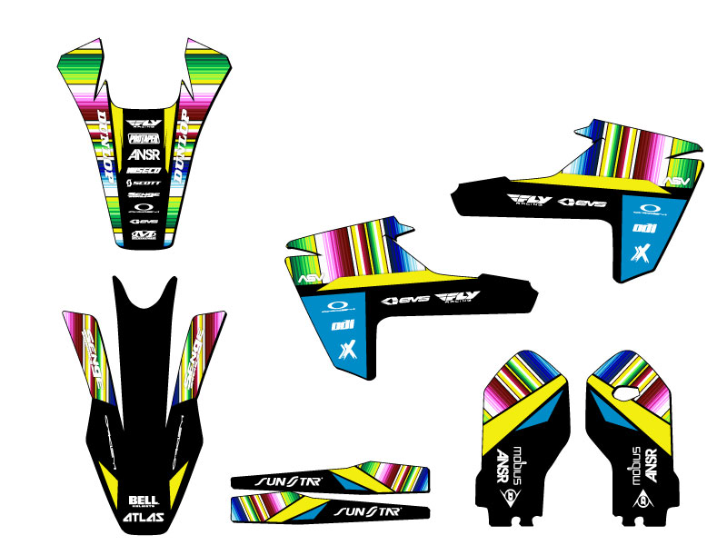 2018-2023 TC 85 SERAPE Black Senge Graphics Kit Compatible with Husqvarna - Picture 2 of 10