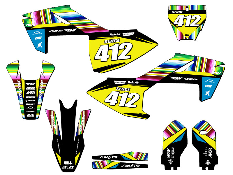 2018-2023 TC 85 SERAPE Black Senge Graphics Kit Compatible with Husqvarna - Picture 8 of 10