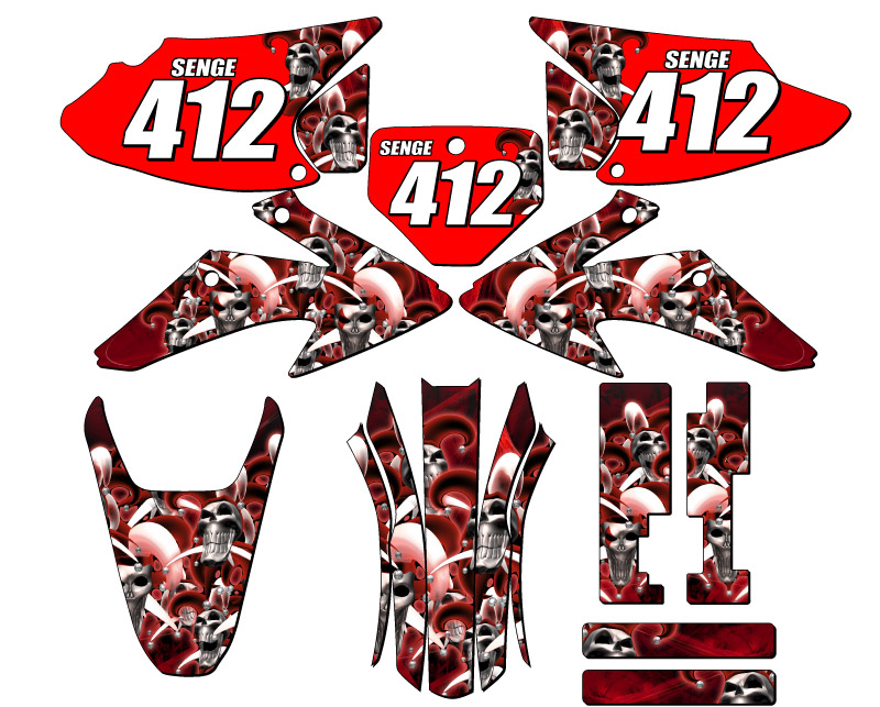 2008-2014 CRF 150 F JESTER Red Senge Graphics Kit Compatible with Honda - Picture 2 of 10