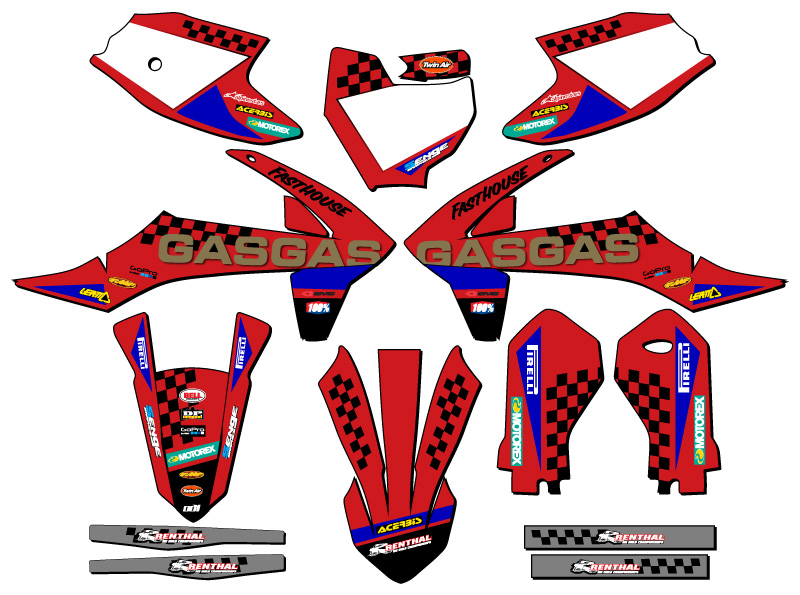 2021-2024 MC-E 3 CHECK Red Senge Graphics Kit Compatible with GASGAS - Bild 5 von 10