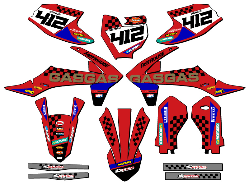 2021-2024 MC-E 3 CHECK Red Senge Graphics Kit Compatible with GASGAS - Bild 8 von 10