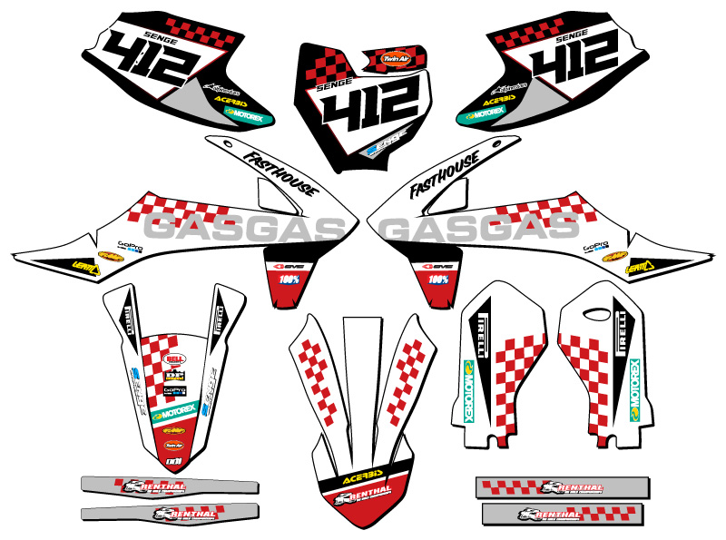 2021-2024 MC-E 3 CHECK White Senge Graphics Kit Compatible with GASGAS - Bild 8 von 10