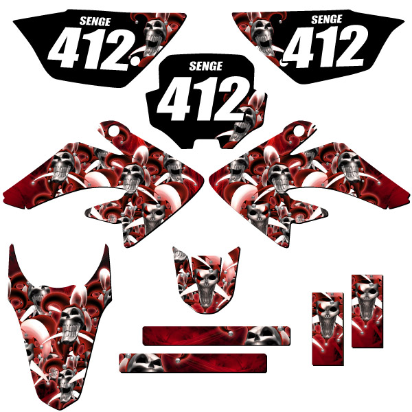 2011-2016 CRF 80 JESTER Red Senge Graphics Kit Compatible with Honda - Foto 8 di 10