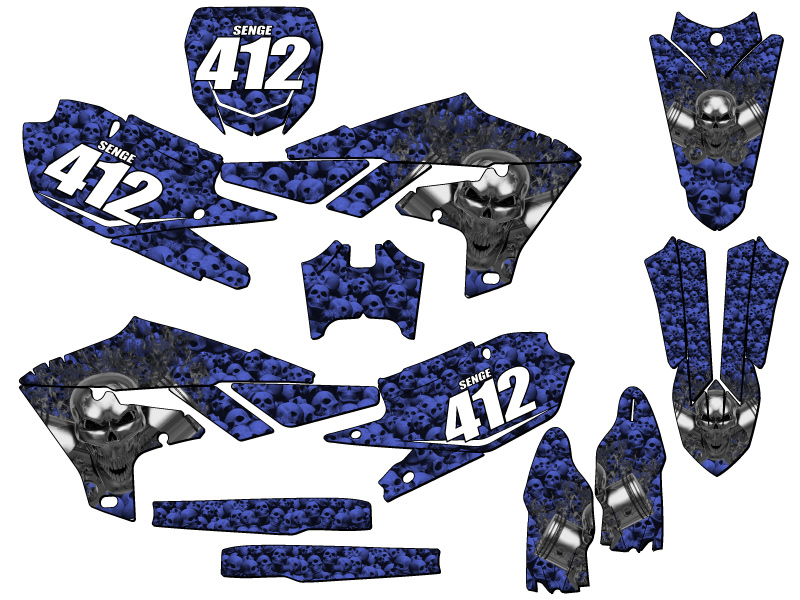 2020-2022 YZ 250 FX FLAMING GEARHEAD Blue Senge Graphics Kit Compatible with - Picture 8 of 10