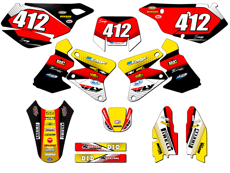 2000-2004 DRZ 400 RICOCHET Amarillo Senge Kit de Gráficos Compatible con Suzuki - Imagen 8 de 10