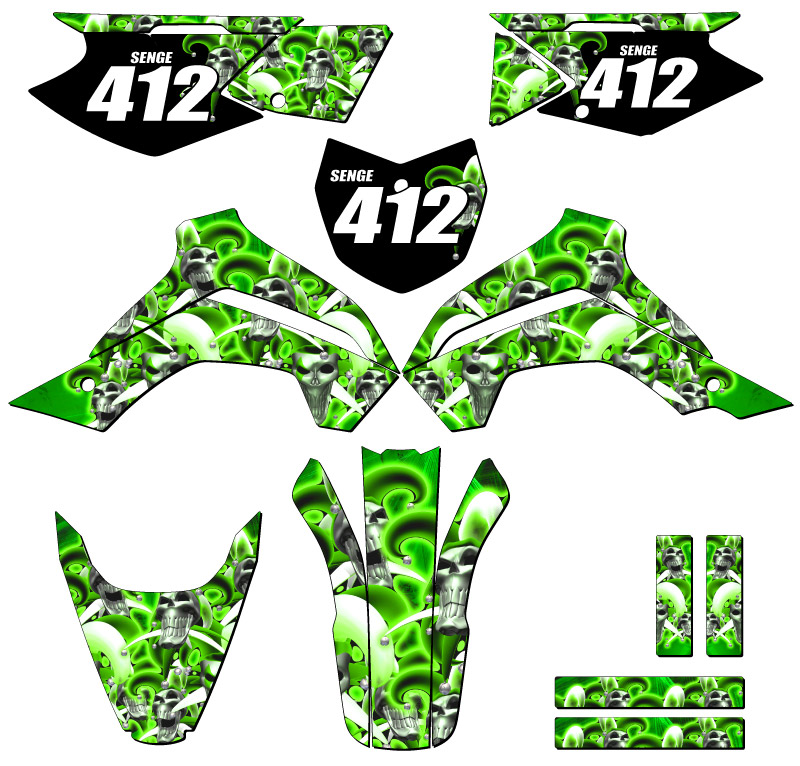 KLX 140 2019-2020 Green Senge kit de gráficos compatible con Kawasaki - Imagen 8 de 10
