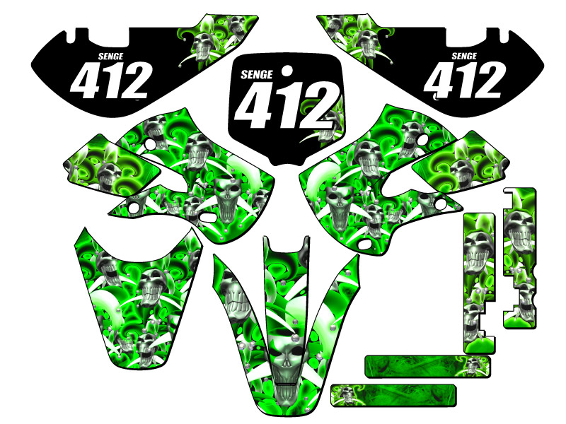 2002-2009 KLX 110 BUFÓN Green Senge kit de gráficos compatible con Kawasaki - Imagen 8 de 10