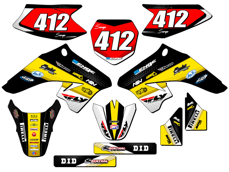 All Years DRZ 50|70 RICOCHET Black Senge Graphics Kit Compatible with Suzuki - Imagen 8 de 10