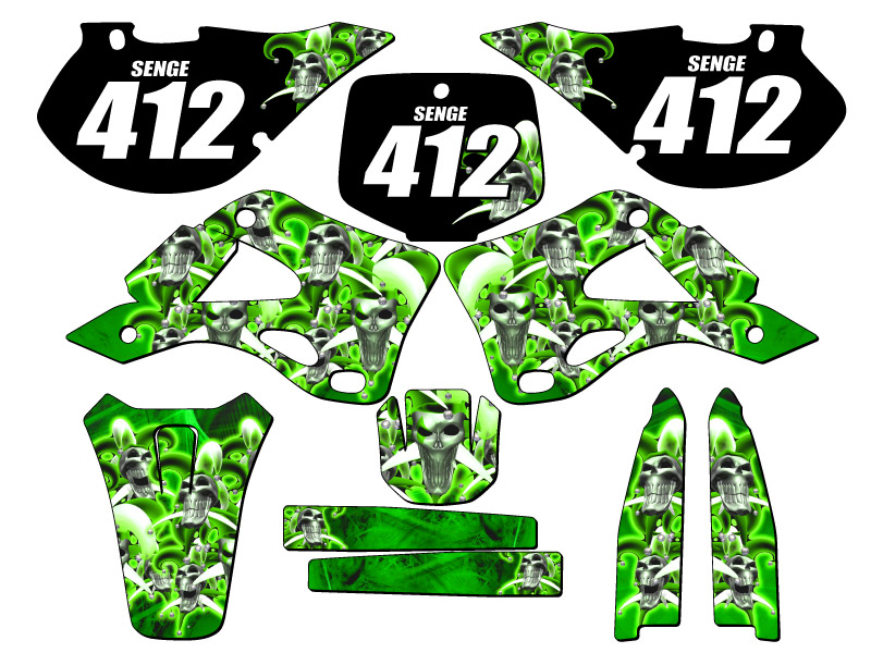 Kit de gráficos KX 125 JESTER 1999-2002 Green Senge compatible con Kawasaki - Imagen 8 de 10