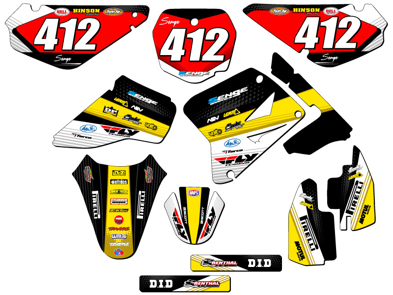 Kit de gráficos Senge 2001-2004 RM 85 RICOCHET negro compatible con Suzuki - Imagen 8 de 10