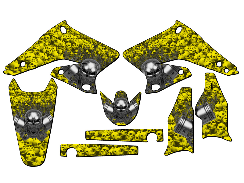 2004-2006 RMZ 250 FLAMING GEARHEAD Yellow Senge Graphics Kit Compatible with ... - Picture 2 of 10