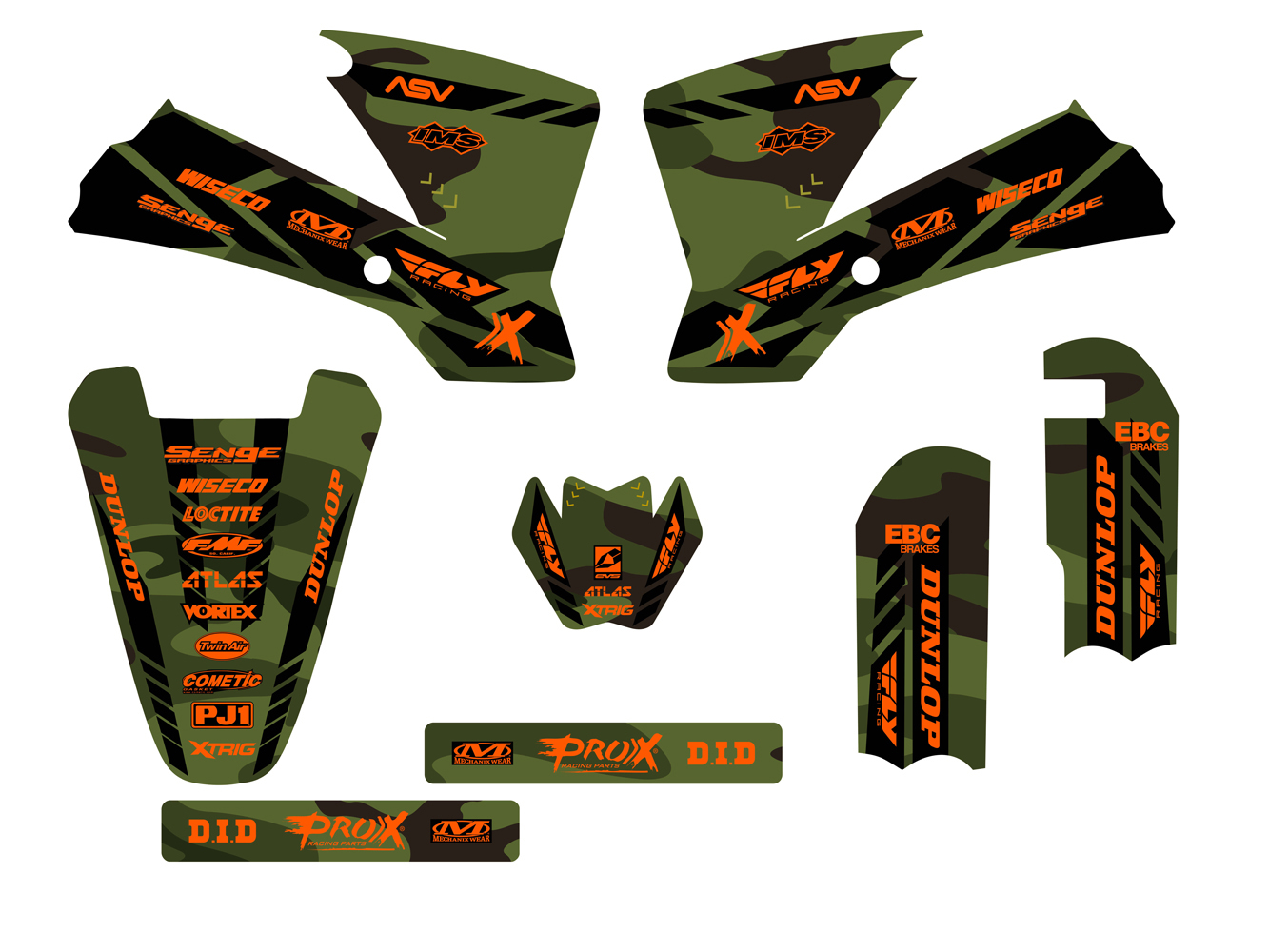 2002-2008 SX 65 APACHE Green Senge Graphics Kit Compatible with KTM