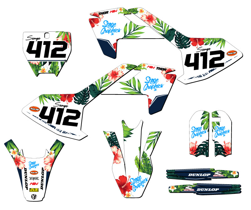 2016-2018 TC 65 TROPIC White Senge Kit Gráfico Compatible con Husqvarna - Imagen 8 de 10