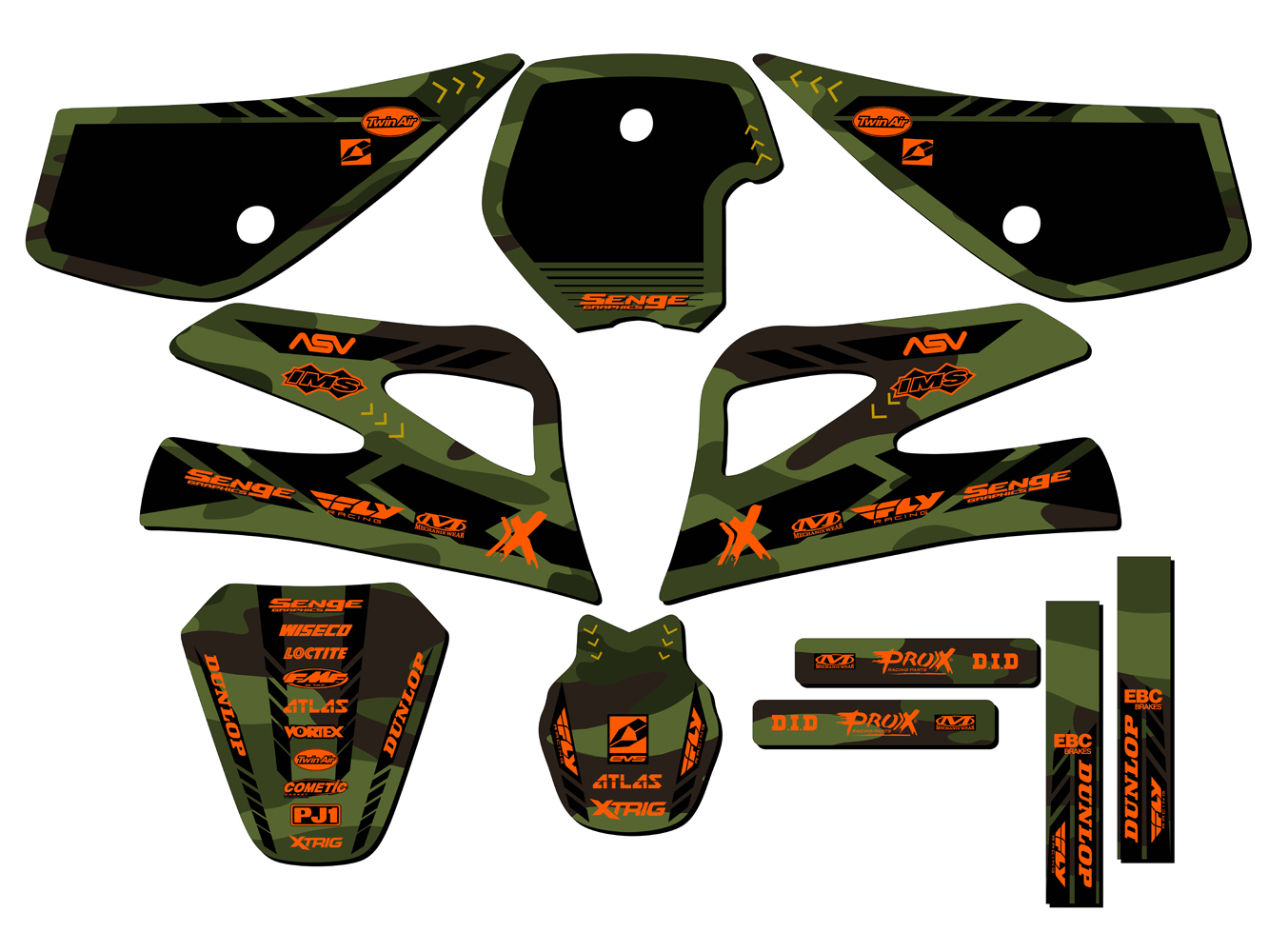 1998-2001 SX 50 APACHE Green Senge Graphics Kit Compatible with KTM - Foto 5 di 10