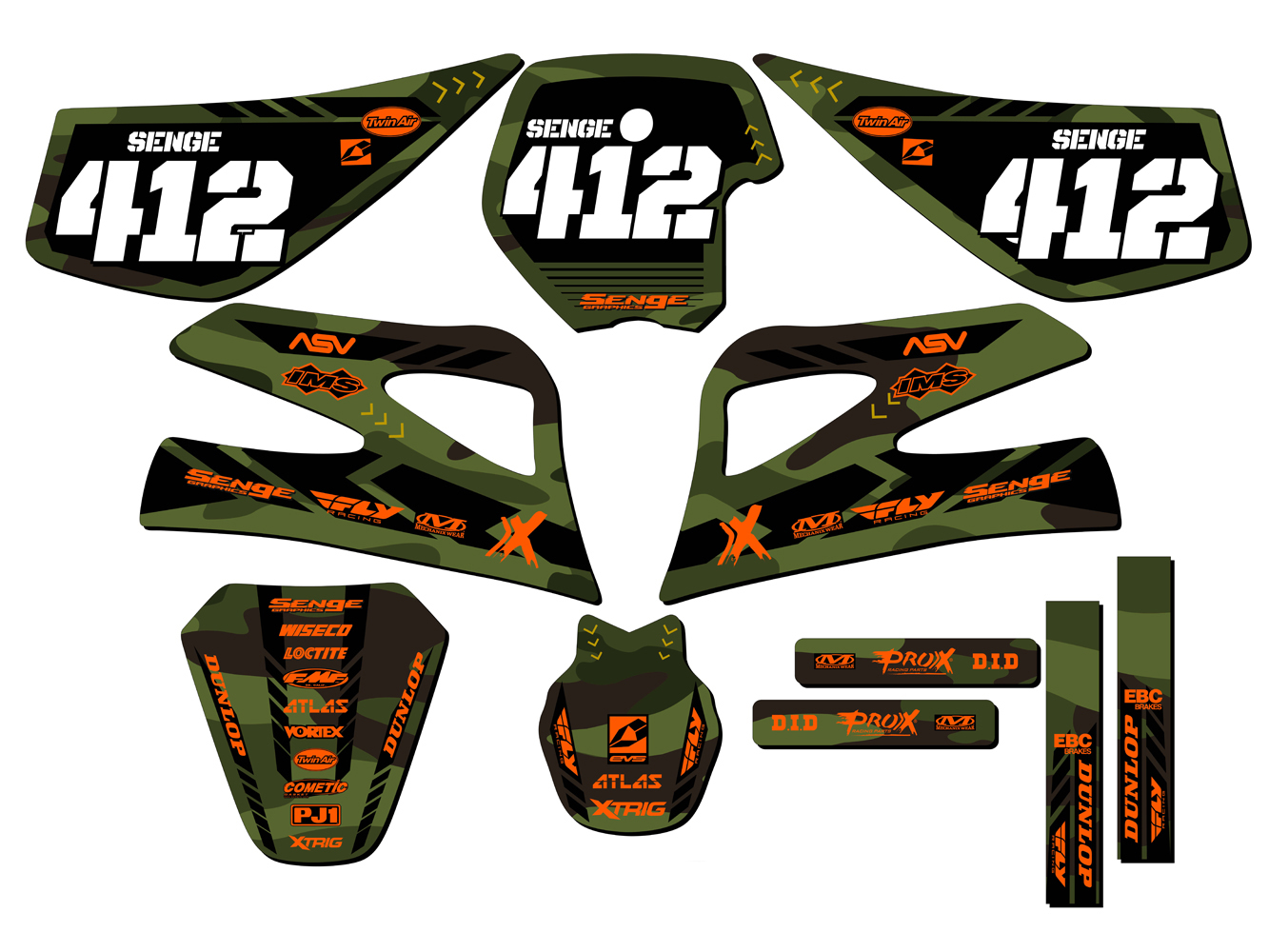 1998-2001 SX 50 APACHE Green Senge Graphics Kit Compatible with KTM - Foto 8 di 10